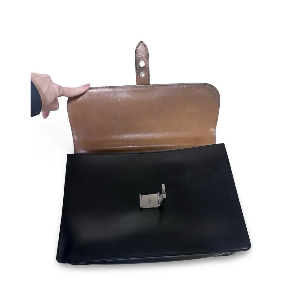DUNHILL BLACK CALFSKIN LEATHER DOCUMENT CASE BRIEFCASE BAG 100% GENUINE ~$1550